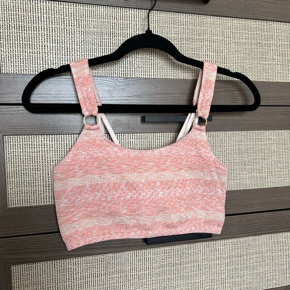 Pink Ribbed Striped Bralette